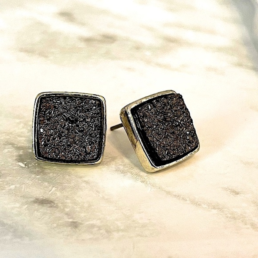 Vintage Druzy Square Earrings